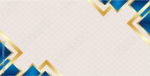 Blue Gold Elegant Geometric Border Frame Design