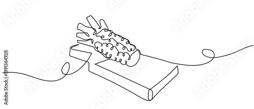 Wasabi is a Japanese food ingredient. in continuous one line drawing. Minimalistic Doodle vector illustration Editable stroke.