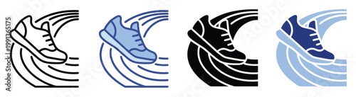 Dynamic running shoe icon symbolizing speed and athleticism perfect for sport apps and fitness branding