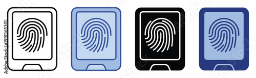 Fingerprint scanner icon collection for biometric security access control and digital identity verification