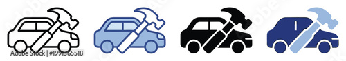 Automotive repair service or vehicle maintenance workshop icon set for mobile applications and business websites