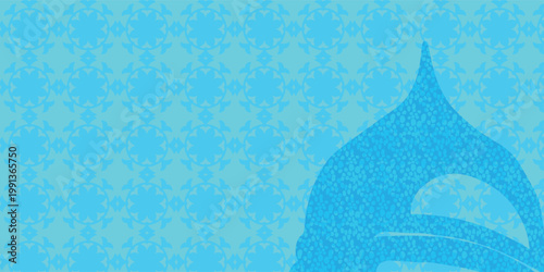 blue  Islamic Background with Mosque Silhouette and Hanging Crescent Moon Stars for Ramadan, Eid Mubarak dan Eid Al-Adha, vector desgn eps10