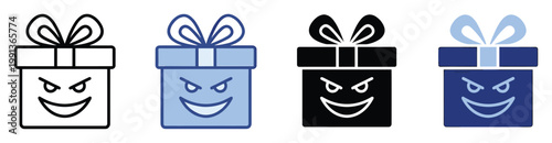 Malicious present box icon symbolizing a trick or unexpected danger, useful for web and app interfaces