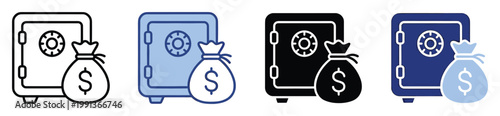 Financial security concept with a strong safe and dollar money bag symbolizing protected banking and wealth.