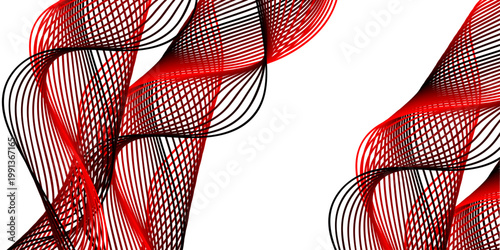 A stylish silk necktie featuring a red and white abstract background with elegant striped patterns makes a perfect fashion accessory for a blue business suit