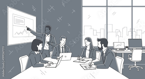 Business people in meeting room.