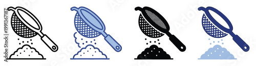 Kitchen sifter icon representing the process of straining ingredients for cooking and baking applications