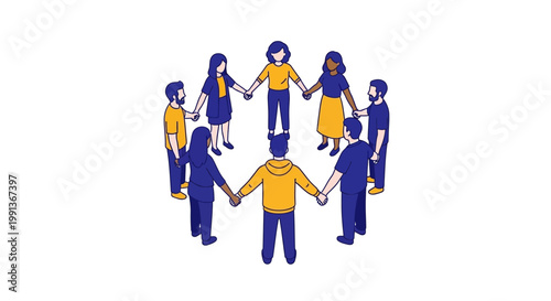 Diverse group of people holding hands.