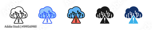 Cloud Breach Alert Icon Collection With Multiple Styles