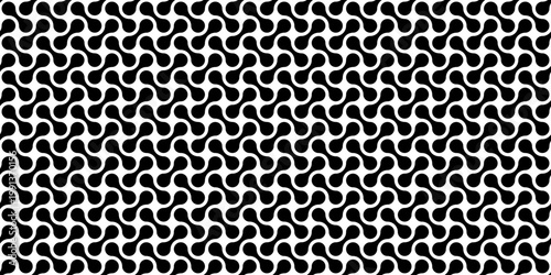 metaball black wide seamless texture, panoramic liquid connected circle dots background, abstract geometric shapes vector pattern