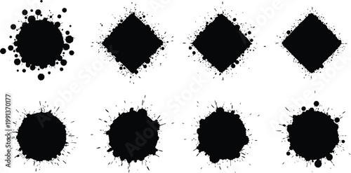 Grunge diamond shapes editable stroke icon set vector illustration for design textures and artistic projects