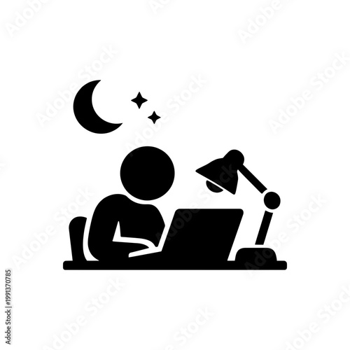 Midnight Overtime Work Session Icon