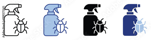 Pest control spray bottle with a beetle icon representing insecticide and bug extermination services