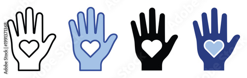 Diverse graphic hands showing love and care perfect for healthcare, volunteering, and community support themes