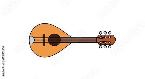 Acoustic Mandolin Stringed Musical Instrument Illustration.