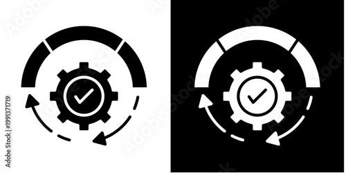 Process Optimization Icon Set White Glyph Style Collection 
