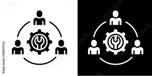 Organizational Restructuring Icon Set White Glyph Style Collection 
