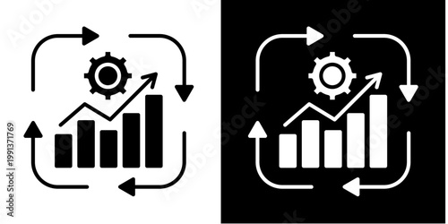 Continuous Improvement Icon Set White Glyph Style Collection 
