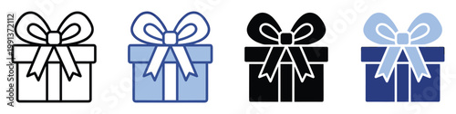 Versatile gift box icon set with various styles suitable for holidays celebrations and retail promotions