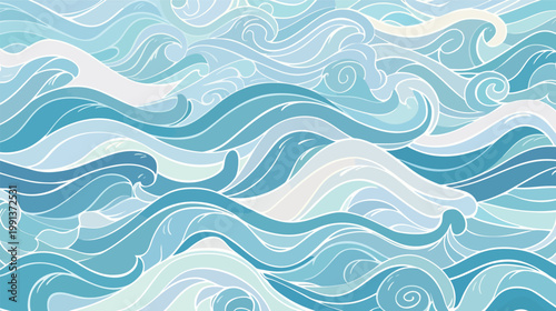 Soothing ocean waves vector seamless pattern calming sea background minimalist marine design relaxing water texture modern style