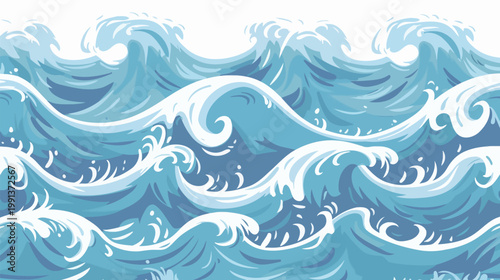 Soothing ocean waves vector seamless pattern calming sea background minimalist marine design relaxing water texture modern style