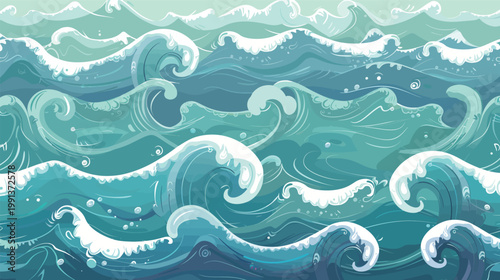 Soothing ocean waves vector seamless pattern calming sea background minimalist marine design relaxing water texture modern style