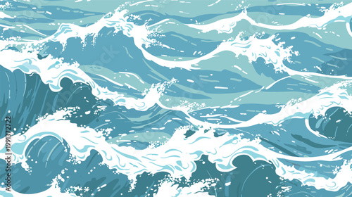 Soothing ocean waves vector seamless pattern calming sea background minimalist marine design relaxing water texture modern style