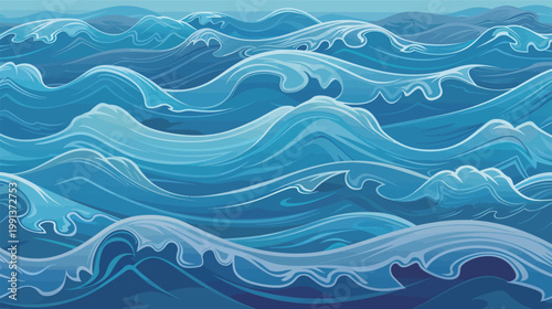 Soothing ocean waves vector seamless pattern calming sea background minimalist marine design relaxing water texture modern style