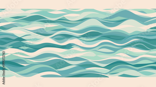 Soothing ocean waves vector seamless pattern calming sea background minimalist marine design relaxing water texture modern style