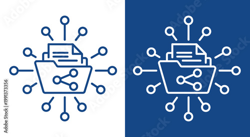 Digital File Sharing and Network Connection Icon