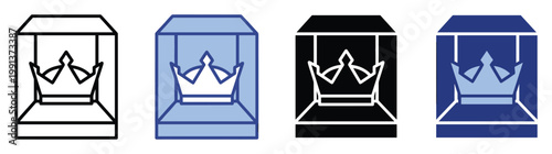 Royal crown jewel displayed in a glass case perfect for luxury brand branding and premium product packaging icon