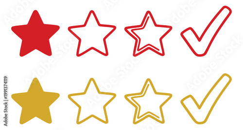 Customer Rating Stars and Checkmark Icons for Feedback Review
