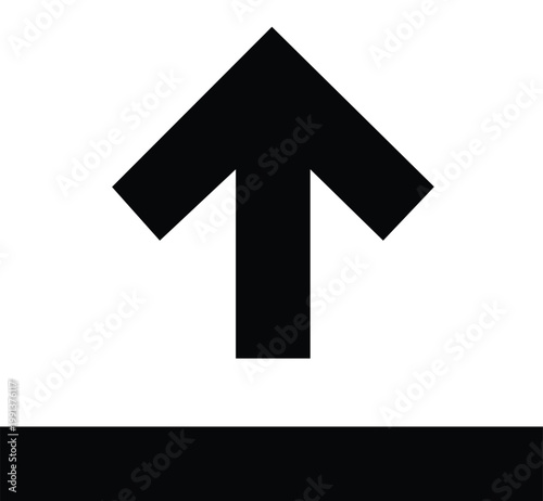 Black arrow pointing upwards above a horizontal line
