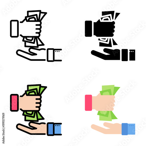 Bribe icon collection of various styles for design branding, print and digital media