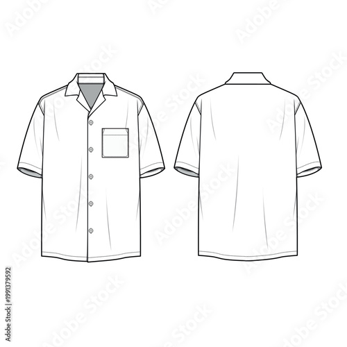 Foto Shirt illustration, flat fashion sketch, shirt, fashion