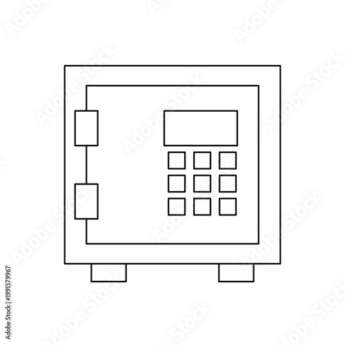 Modern digital safe box with keypad icon vector for electronic security and banking storage.Editable stroke, Vector illustration, Line art Icon, Symbols.
