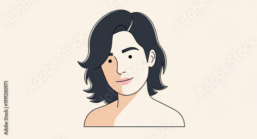 Cartoon woman with dark hair.