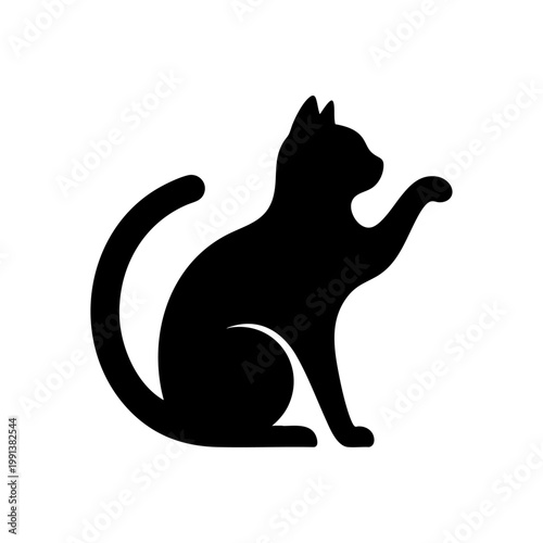 Sitting Cat Reaching Out Silhouette