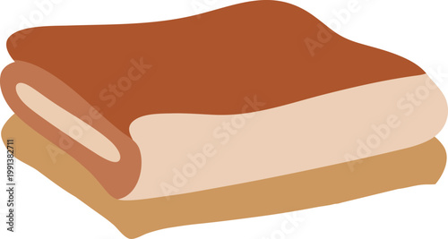 Folded brown blanket with layered edges illustration