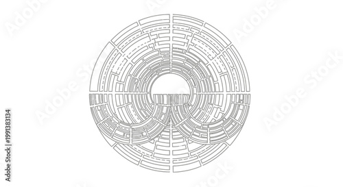 Wireframe Circular Object Design Closeup.