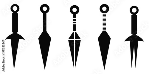 Kunai Ninja Knife Icon Vector – Minimalist Shuriken Weapon Symbol for Martial Arts, Stealth, Gaming Clans and 
Security Logo Design