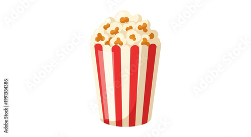 Freshly popped popcorn in bucket.