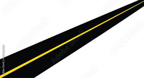 Black Road with Yellow Line on White Background