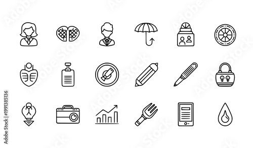 Modern convenience store line icon set for shopping payment and delivery UI design on white