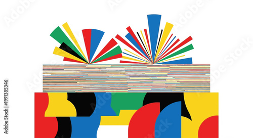 Colorful abstract shapes and lines.