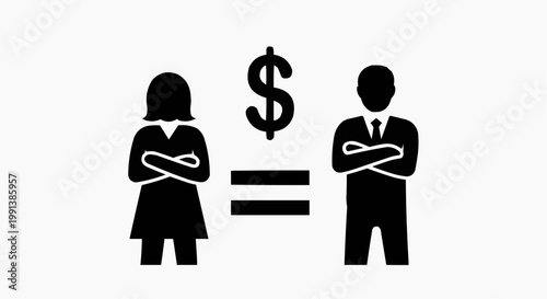 Equal Pay for Men and Women Gender Equality Concept Icon