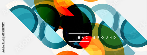 Abstract colorful rounded shapes overlap. Modern design, dynamic composition, vibrant hues create visual interest. Background element.