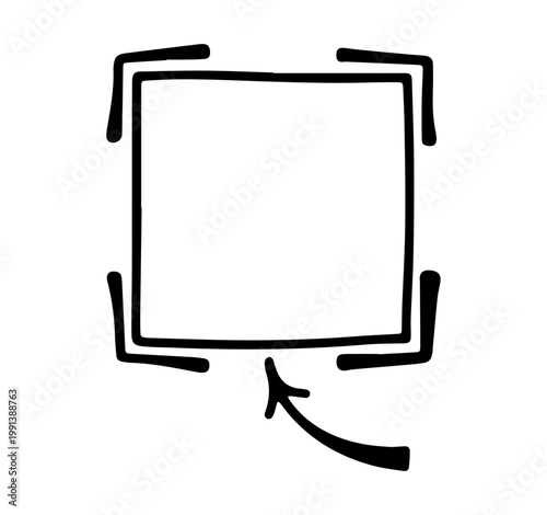 Casual handdrawn QR border in doodle style for modern UI, menus and apps, easy scan me visual