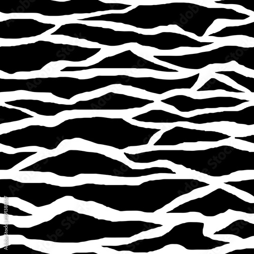 Organic seamless pattern, rough background, black isolated on white, vector print