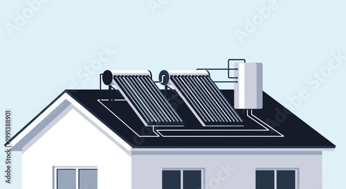 Solar water heating system installed on a residential roof.